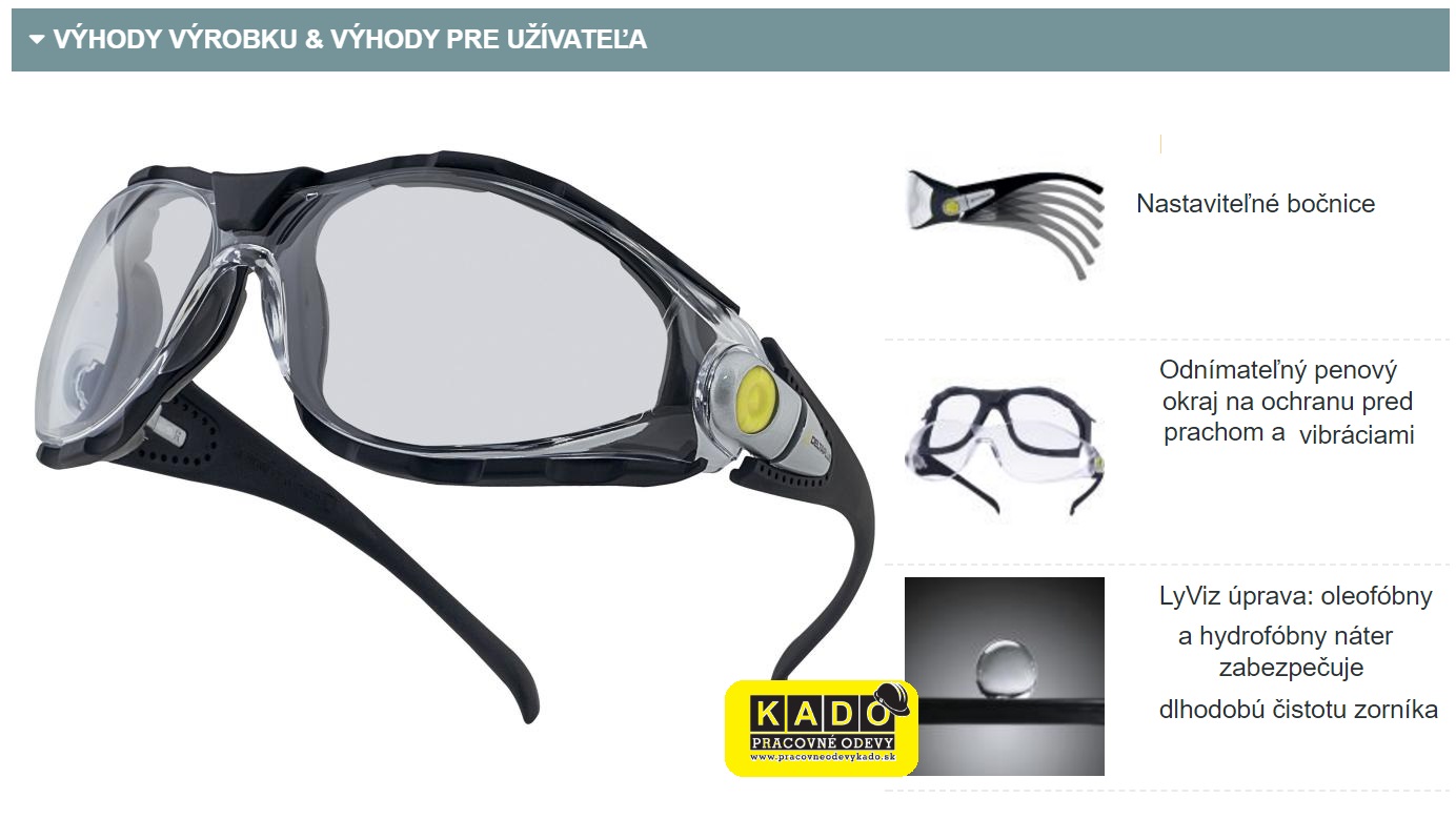 Olejoodolné pracovné okuliare PACAYA CLEAR LYVIZ DELTAPLUS ČíRE